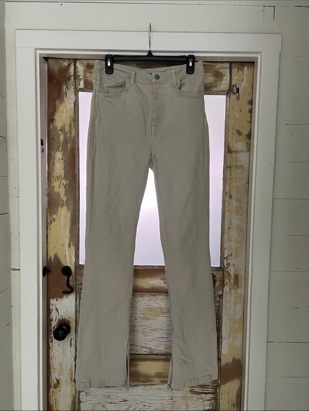 Zara Women's Flare Jeans in Light Beige